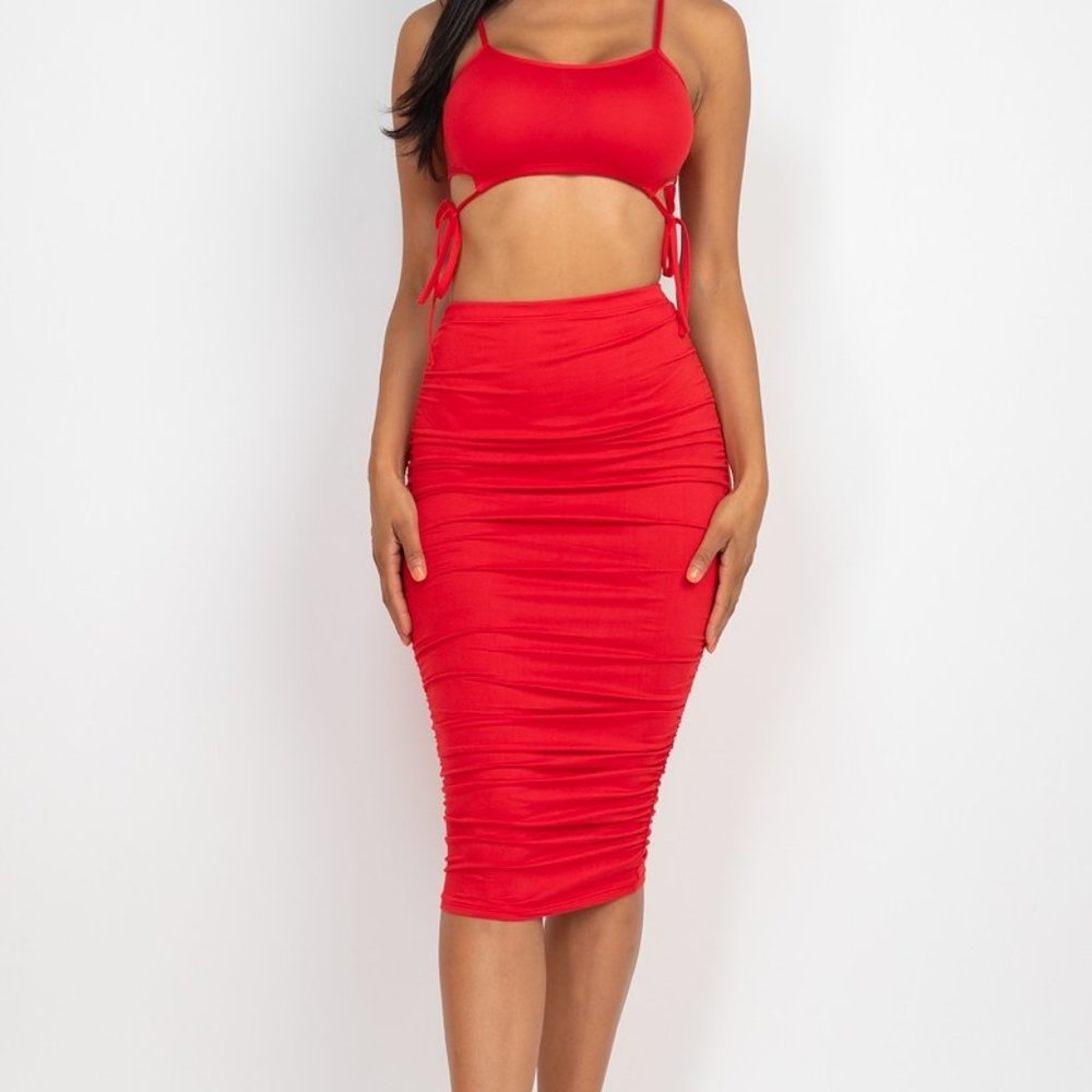 Women's Crop Top and Midi Skirt Set